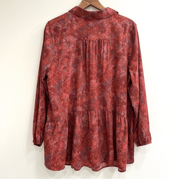 LOGO BY LORI GOLDSTEIN WOMEN'S STRETCH WOVEN BUTTON FRONT BLOUSE PLUS SIZE 2X - Picture 3 of 9